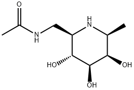 Acetamide, N-[[(2R,3R,4R,5R,6S)-3,4,5-trihydroxy-6-methyl-2-piperidinyl]methyl]- (9CI) 구조식 이미지