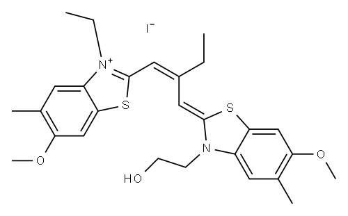 3-ethyl-2-[2-[[3-(2-hydroxyethyl)-6-methoxy-5-methyl-3H-benzothiazol-2-ylidene]methyl]but-1-enyl]-6-methoxy-5-methylbenzothiazolium iodide 구조식 이미지