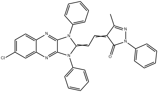 4-[(6-chloro-1,3-dihydro-1,3-diphenyl-2H-imidazo[4,5-b]quinoxalin-2-ylidene)ethylidene]-2,4-dihydro-5-methyl-2-phenyl-3H-pyrazol-3-one 구조식 이미지