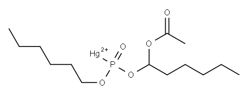 Acetoxy[bis(hexyloxy)phosphinyl]mercury(II) 구조식 이미지