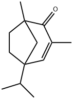 Bicyclo[3.2.1]oct-3-en-2-one, 1,3-dimethyl-5-(1-methylethyl)- (9CI) 구조식 이미지