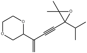 2-[3-(3,3-Dimethyl-2-isopropyloxiranyl)-1-methylene-2-propynyl]-1,4-dioxane 구조식 이미지