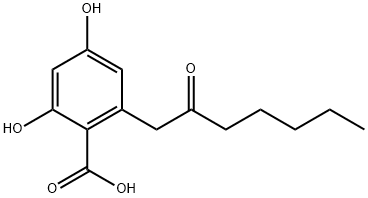 2,4-Dihydroxy-6-(2-oxoheptyl)benzoic acid 구조식 이미지