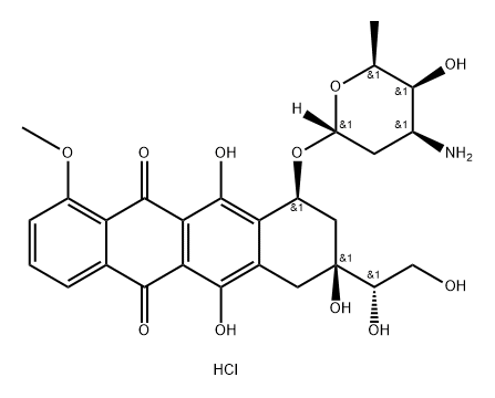 10-[(4S,5S,6S)-4-amino-5-hydroxy-6-methyl-oxan-2-yl]oxy-8-(1,2-dihydro xyethyl)-6,8,11-trihydroxy-1-methoxy-9,10-dihydro-7H-tetracene-5,12-di one 구조식 이미지