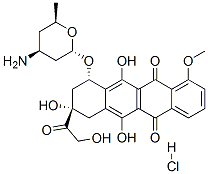 [2S-[2alpha(8R*,10R*),4beta,6beta]]-10-[(4-aminotetrahydro-6-methyl-2H-pyran-2-yl)oxy]-7,8,9,10-tetrahydro-6,8,11-trihydroxy-8-(hydroxyacetyl)-1-methoxynaphthacene-5,12-dione hydrochloride  Structure