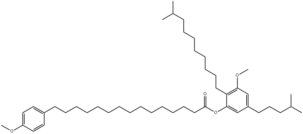15-(4-Methoxyphenyl)pentadecanoic acid 3-methoxy-2-(9-methyldecyl)-5-(4-methylpentyl)phenyl ester 구조식 이미지