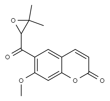 (-)-6-[(3,3-Dimethyloxiranyl)carbonyl]-7-methoxy-2H-1-benzopyran-2-one 구조식 이미지
