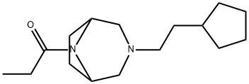 3-(2-Cyclopentylethyl)-8-propionyl-3,8-diazabicyclo[3.2.1]octane 구조식 이미지