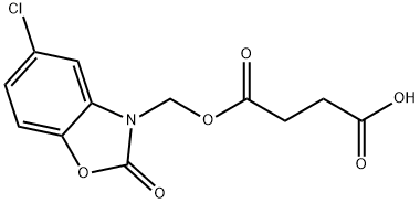 Succinic acid hydrogen 1-(5-chloro-2-oxobenzoxazol-3-yl)methyl ester Structure