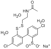 Sodium 2'-(2-acetamidoethyldithio)-4,4'-dichloro-2-biphenylsulfinate trihydrate Structure
