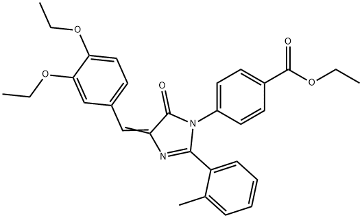 Benzoic  acid,  4-[4-[(3,4-diethoxyphenyl)methylene]-4,5-dihydro-2-(2-methylphenyl)-5-oxo-1H-imidazol-1-yl]-,  ethyl  ester 구조식 이미지