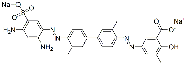 5-[[4'-[[2,4-Diamino-5-(sodiosulfo)phenyl]azo]-3,3'-dimethyl[1,1'-biphenyl]-4-yl]azo]-2-hydroxy-3-methylbenzoic acid sodium salt 구조식 이미지