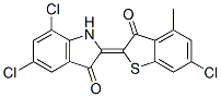 5,7-Dichloro-2-[6-chloro-4-methyl-3-oxobenzo[b]thiophen-2(3H)-ylidene]-1H-indol-3(2H)-one 구조식 이미지