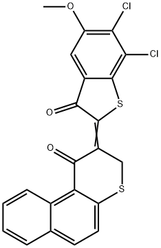 2-[6,7-Dichloro-5-methoxy-3-oxobenzo[b]thiophen-2(3H)-ylidene]naphtho[2,1-b]thiophen-1(2H)-one 구조식 이미지