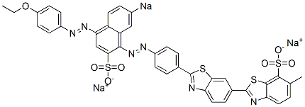 2-[2-[4-[[4-[(4-Ethoxyphenyl)azo]-7-sodiosulfo-1-naphthalenyl]azo]phenyl]benzothiazol-6-yl]-6-methylbenzothiazole-7-sulfonic acid sodium salt 구조식 이미지