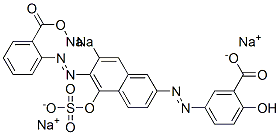 2-Hydroxy-5-[[5-hydroxy-6-[(2-sodiooxycarbonylphenyl)azo]-7-sodiosulfo-2-naphthalenyl]azo]benzoic acid sodium salt 구조식 이미지