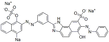 6-Hydroxy-2-[3-[(1-hydroxy-4-sodiosulfo-2-naphthalenyl)azo]phenyl]-7-phenylazo-1H-naphth[1,2-d]imidazole-8-sulfonic acid sodium salt 구조식 이미지