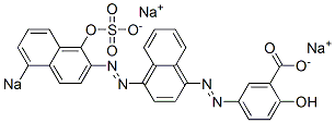 2-Hydroxy-5-[[4-[(1-hydroxy-5-sodiosulfo-2-naphthalenyl)azo]-1-naphthalenyl]azo]benzoic acid sodium salt Structure