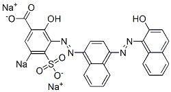 2-Hydroxy-3-[[4-[(2-hydroxy-1-naphthalenyl)azo]-1-naphthalenyl]azo]-5-sodiosulfobenzoic acid sodium salt 구조식 이미지