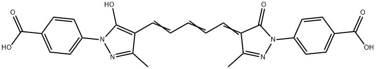 4-[4-[5-[1-(4-carboxyphenyl)-1,5-dihydro-3-methyl-5-oxo-4H-pyrazole-4-ylidene]-1,3-pentadienyl]-5-hydroxy-3-methyl-1H-pyrazole-1-yl]benzoic acid 구조식 이미지