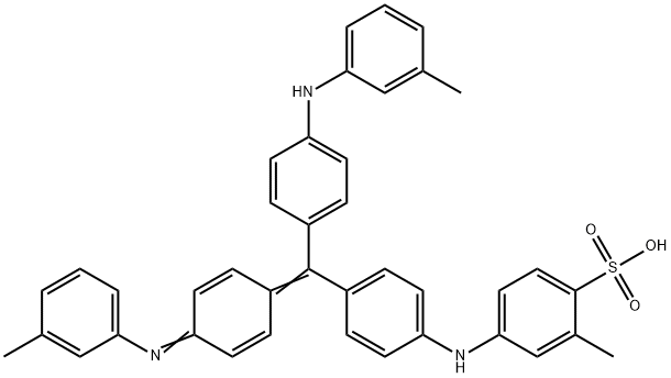 2-methyl-4-[[4-[[4-[(3-tolyl)amino]phenyl][4-[(3-tolylimino]-2,5-cyclohexadien-1-ylidene]methyl]phenyl]amino]benzenesulphonic acid  Structure