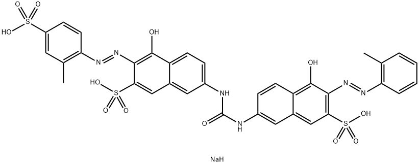 trisodium 4-hydroxy-7-[[[[5-hydroxy-7-sulphonato-6-[(o-tolyl)azo]-2-naphthyl]amino]carbonyl]amino]-3-[(2-methyl-4-sulphonatophenyl)azo]naphthalene-2-sulphonate  구조식 이미지