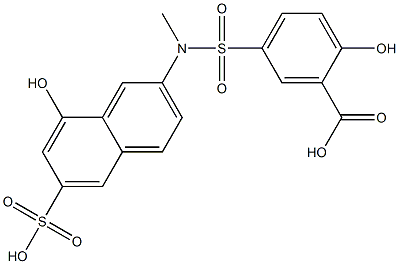 7-[N-methyl-N-(3-carboxy-4-hydroxyphenylfonyl)]amino-1-naphthol-3-sulfonic acid 구조식 이미지