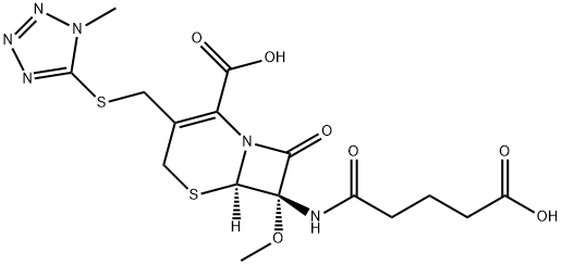 (7S)-7-[(4-Carboxy-1-oxobutyl)amino]-7-methoxy-3-[[(1-methyl-1H-tetrazol-5-yl)thio]methyl]cepham-3-ene-4-carboxylic acid 구조식 이미지