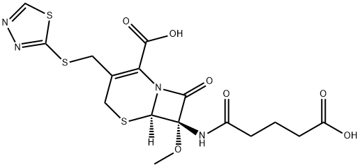 (7S)-7-[(4-Carboxy-1-oxobutyl)amino]-7-methoxy-3-[[(1,3,4-thiadiazol-2-yl)thio]methyl]cepham-3-ene-4-carboxylic acid 구조식 이미지