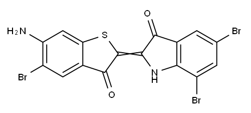2-(6-Amino-5-bromo-3-oxobenzo[b]thiophen-2(3H)-ylidene)-5,7-dibromo-1H-indol-3(2H)-one 구조식 이미지