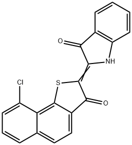 2-(9-Chloro-3-oxonaphtho[1,2-b]thiophen-2(3H)-ylidene)-1H-indol-3(2H)-one 구조식 이미지