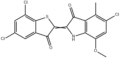 5-Chloro-2-(5,7-dichloro-3-oxobenzo[b]thiophen-2(3H)-ylidene)-7-methoxy-4-methyl-1H-indol-3(2H)-one 구조식 이미지