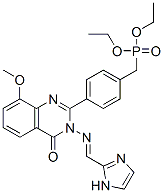 Phosphonic  acid,  [[4-[3,4-dihydro-3-[(1H-imidazol-2-ylmethylene)amino]-8-methoxy-4-oxo-2-quinazolinyl]phenyl]methyl]-,  diethyl  ester  (9CI) Structure