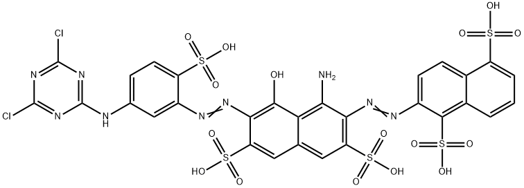 2-[[1-amino-7-[[5-[(4,6-dichloro-1,3,5-triazin-2-yl)amino]-2-sulphophenyl]azo]-8-hydroxy-3,6-disulpho-2-naphthyl]azo]naphthalene-1,5-disulphonic acid Structure