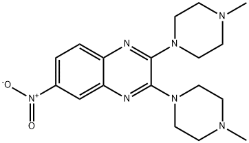 퀴녹살린,2,3-비스(4-메틸-1-피페라지닐)-6-니트로- 구조식 이미지