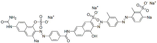 7-[[4-[(6-Ureido-1-hydroxy-3-sodiosulfo-2-naphthalenyl)azo]benzoyl]amino]-4-hydroxy-3-[[2-methyl-4-[(2-methyl-4-sodiosulfophenyl)azo]phenyl]azo]naphthalene-2-sulfonic acid sodium salt Structure