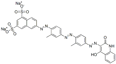 6-[[4-[[4-[(1,2-Dihydro-4-hydroxy-2-oxoquinolin-3-yl)azo]-2-methylphenyl]azo]-2-methylphenyl]azo]naphthalene-1,3-disulfonic acid disodium salt 구조식 이미지