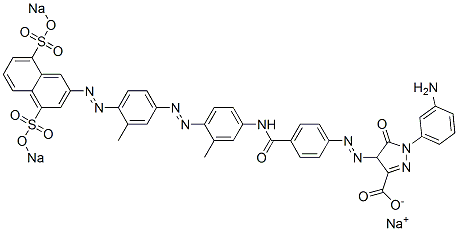 1-(3-Aminophenyl)-4,5-dihydro-4-[[4-[[3-methyl-4-[[3-methyl-4-[[4,8-bis(sodiosulfo)-2-naphthalenyl]azo]phenyl]azo]phenyl]aminocarbonyl]phenyl]azo]-5-oxo-1H-pyrazole-3-carboxylic acid sodium salt 구조식 이미지