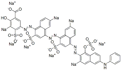 2-Hydroxy-5-[[4-[[4-[(1-hydroxy-6-phenylamino-3-sodiosulfo-2-naphthalenyl)azo]-7-sodiosulfo-1-naphthalenyl]azo]-6-sodiosulfo-1-naphthalenyl]azo]-3-sodiosulfobenzoic acid sodium salt 구조식 이미지