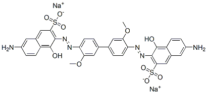 3,3'-[(3,3'-Dimethoxy-1,1'-biphenyl-4,4'-diyl)bis(azo)]bis[7-amino-4-hydroxy-2-naphthalenesulfonic acid]disodium salt 구조식 이미지