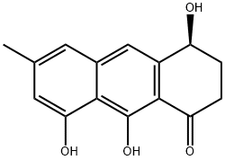 (4S)-3,4-Dihydro-4,8,9-trihydroxy-6-methylanthracen-1(2H)-one 구조식 이미지