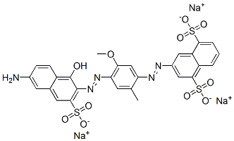 trisodium 3-[[4-[(6-amino-1-hydroxy-3-sulphonato-2-naphthyl)azo]-5-methoxy-o-tolyl]azo]naphthalene-1,5-disulphonate  Structure