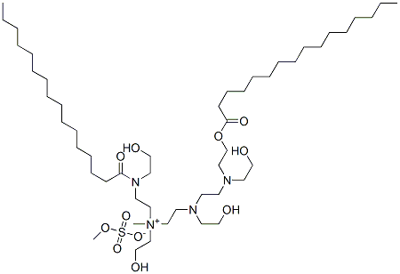 Ethanaminium, N-(2-hydroxyethyl)-N-[2-[(2-hydroxyethyl)[2-[(2-hydroxyethyl)[2-[(1-oxohexadecyl)oxy]ethyl]amino]ethyl]amino]ethyl]-2-[(2-hydroxyethyl)(1-oxohexadecyl)amino]-N-methyl-, methyl sulfate (salt) Structure