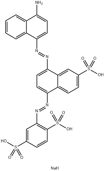 trisodium 2-[[4-[(4-amino-1-naphthyl)azo]-6-sulphonato-1-naphthyl]azo]benzene-1,4-disulphonate 구조식 이미지