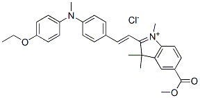 2-[2-[4-[(4-ethoxyphenyl)methylamino]phenyl]vinyl]-5-(methoxycarbonyl)-1,3,3-trimethyl-3H-indolium chloride  구조식 이미지