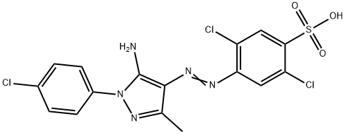 2,5-Dichloro-4-[5-amino-1-(4-chlorophenyl)-3-methyl-1H-pyrazole-4-ylazo]benzenesulfonic acid 구조식 이미지