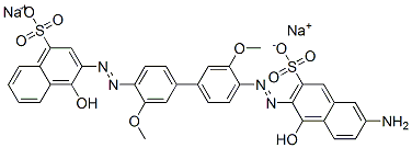 disodium 3-[[4'-[(6-amino-1-hydroxy-3-sulphonato-2-naphthyl)azo]-3,3'-dimethoxy[1,1'-biphenyl]-4-yl]azo]-4-hydroxynaphthalene-1-sulphonate 구조식 이미지