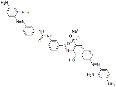 6-[(2,4-Diaminophenyl)azo]-3-[[3-[3-[3-[(2,4-diaminophenyl)azo]phenyl]ureido]phenyl]azo]-4-hydroxynaphthalene-2-sulfonic acid sodium salt 구조식 이미지