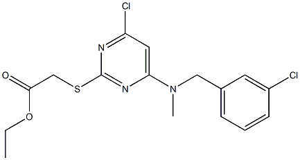 [[4-Chloro-6-[[(3-chlorophenyl)methyl]methylamino]-2-pyrimidinyl]thio]acetic acid ethyl ester Structure