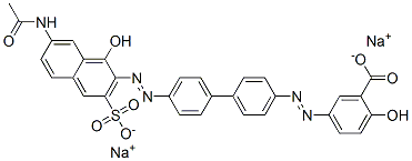disodium 5-[[4'-[[7-(acetylamino)-1-hydroxy-3-sulphonato-2-naphthyl]azo][1,1'-biphenyl]-4-yl]azo]salicylate Structure